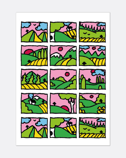 Paysage champignon - Affiche A3