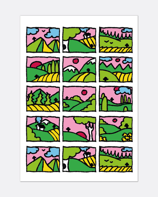 Paysage champignon - Affiche A3
